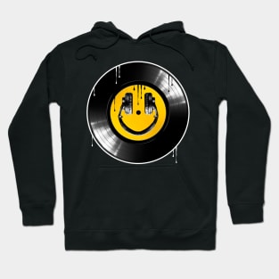 Smiley face headphones on Vinyl. Hoodie